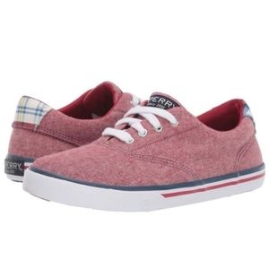 Sperry Youth Striper II Jr Red Star Canvas Sneakers Boys size 12